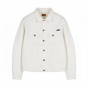 NUDIE JEANS Billy Men's Jacket L Pitch White Worn Button Polo Unlined