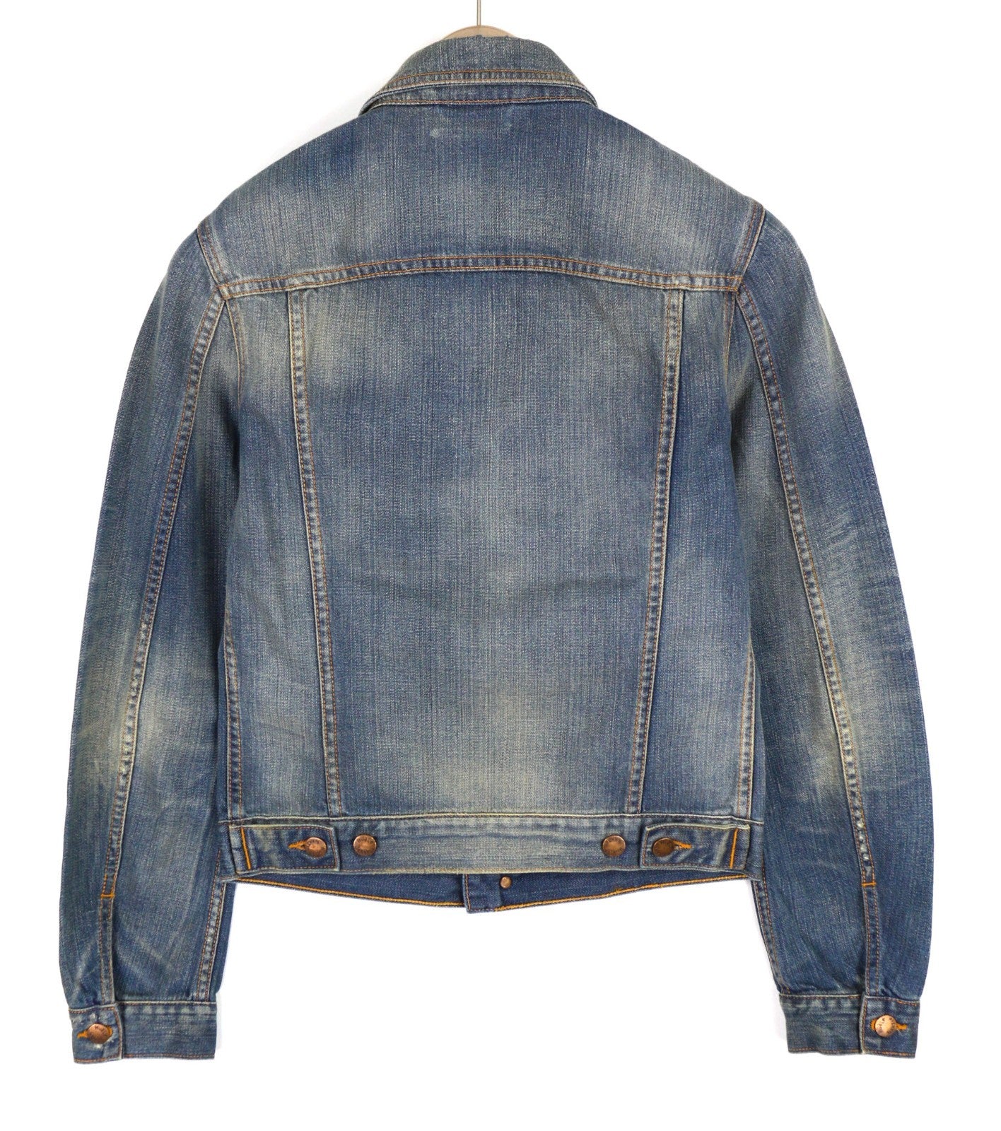 NUDIE JEANS Perry Men's XS Organic Bright Broken Mid Blue Washed Denim Jacket