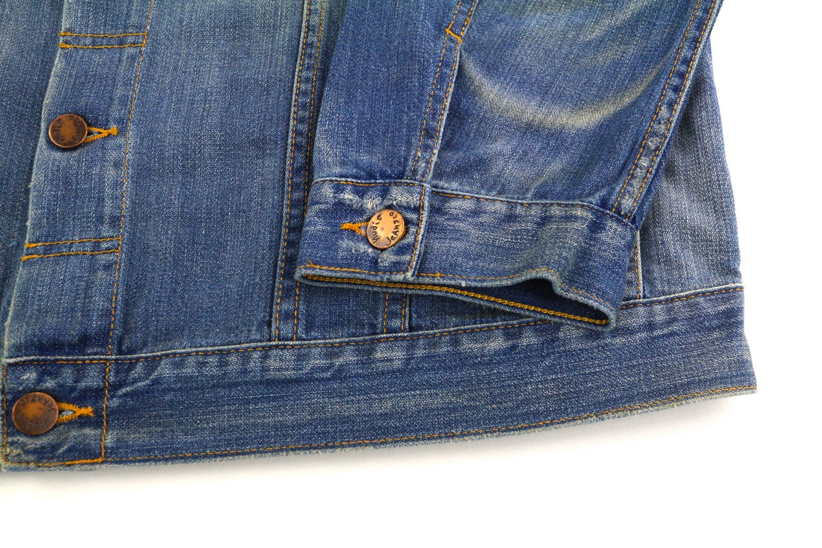 NUDIE JEANS Perry Men's 2XL Organic Bright Broken Mid Blue Washed Denim Coat