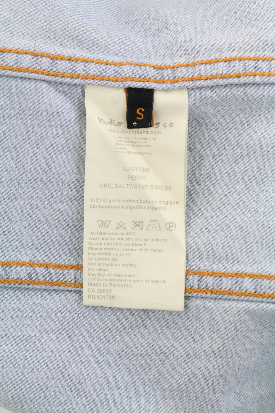 NUDIE JEANS Perry Men's S Organic Saltwater Shades Polo Button Blue Denim