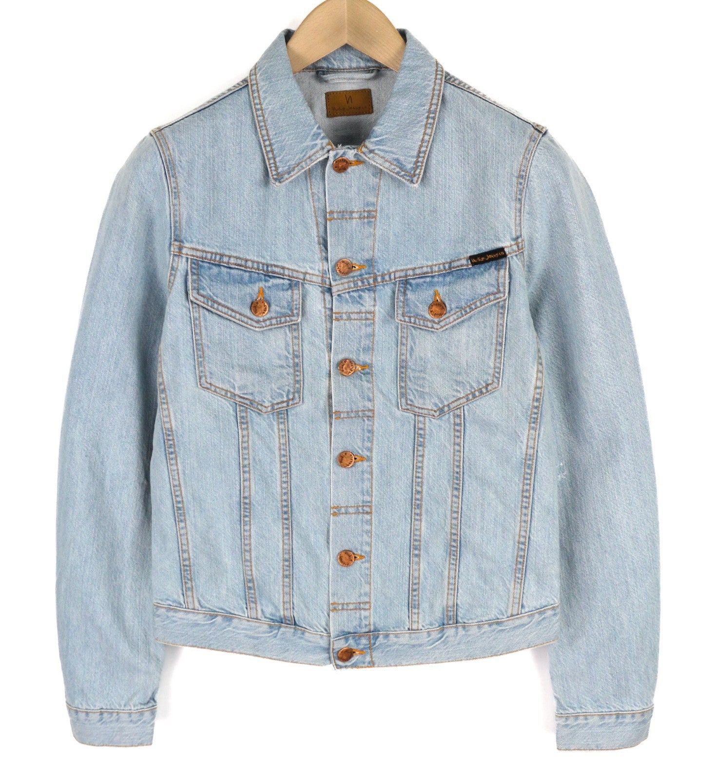 NUDIE JEANS Perry Men's S Organic Saltwater Shades Button Polo Neck Denim