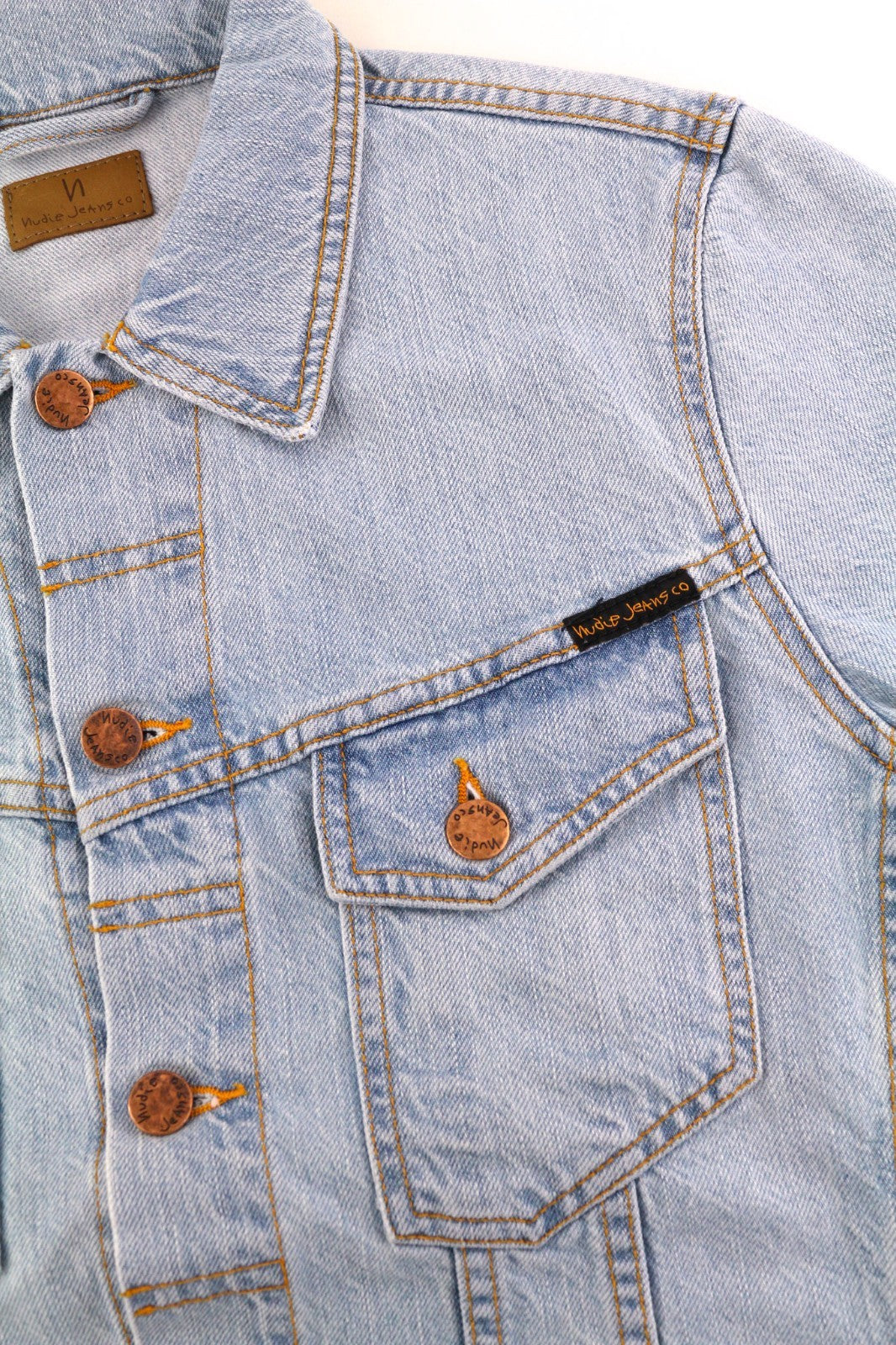 NUDIE JEANS Perry Men's S Organic Saltwater Shades Button Polo Neck Denim