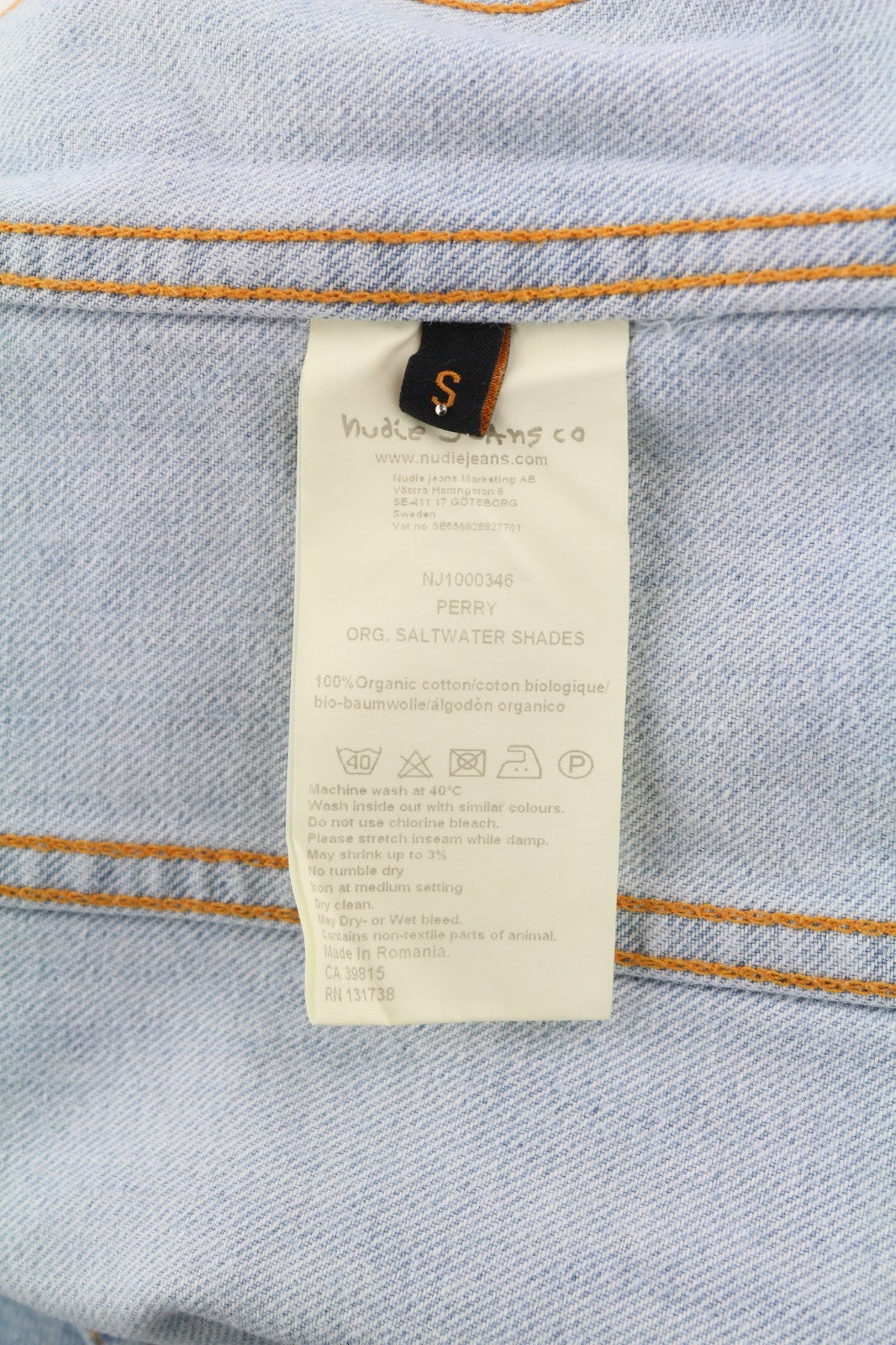 NUDIE JEANS Perry Men's S Organic Saltwater Shades Button Polo Neck Denim