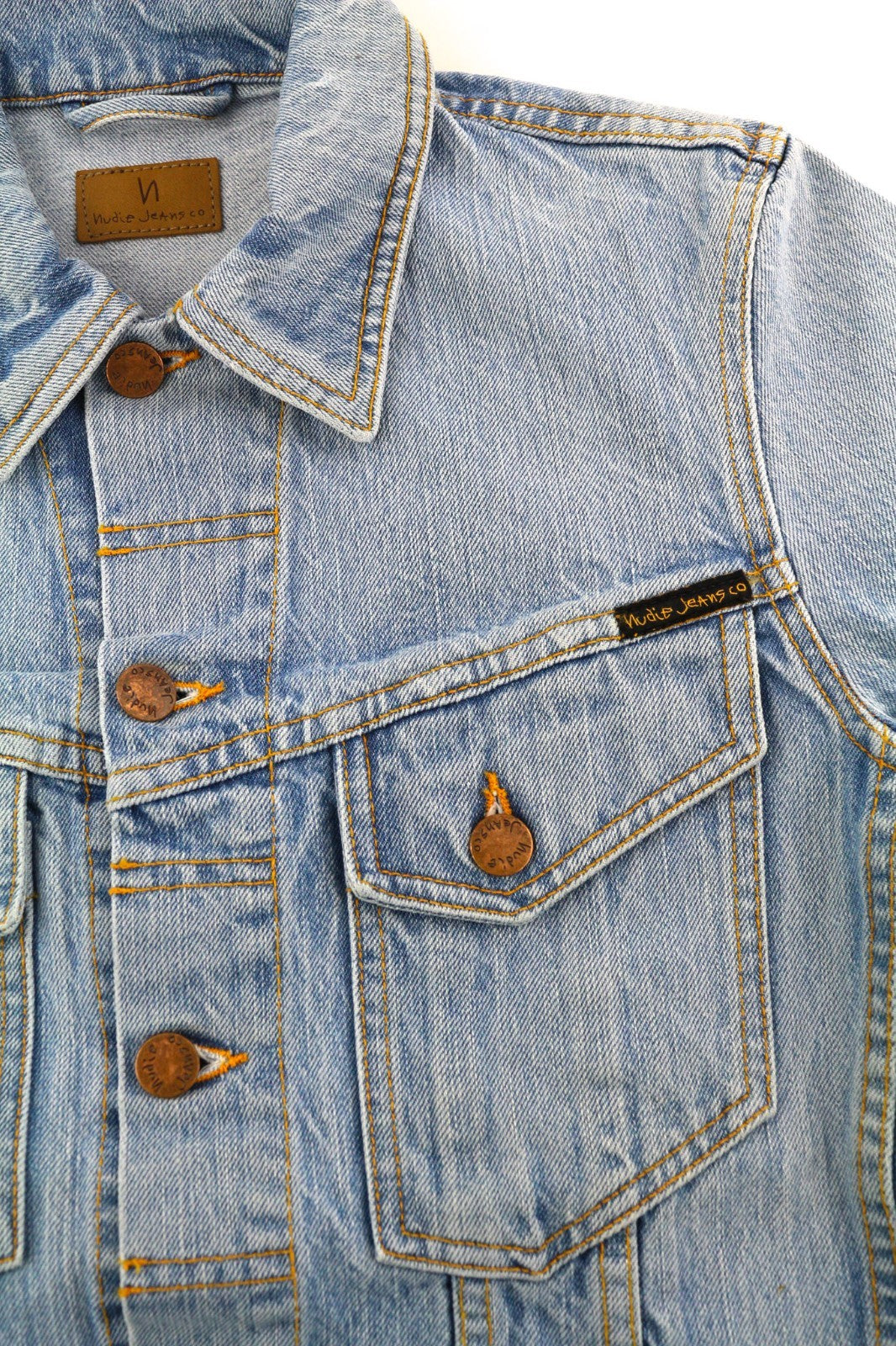 NUDIE JEANS Billy Men's XS Strumming Indigo Organic Denim Blue Button Jacket