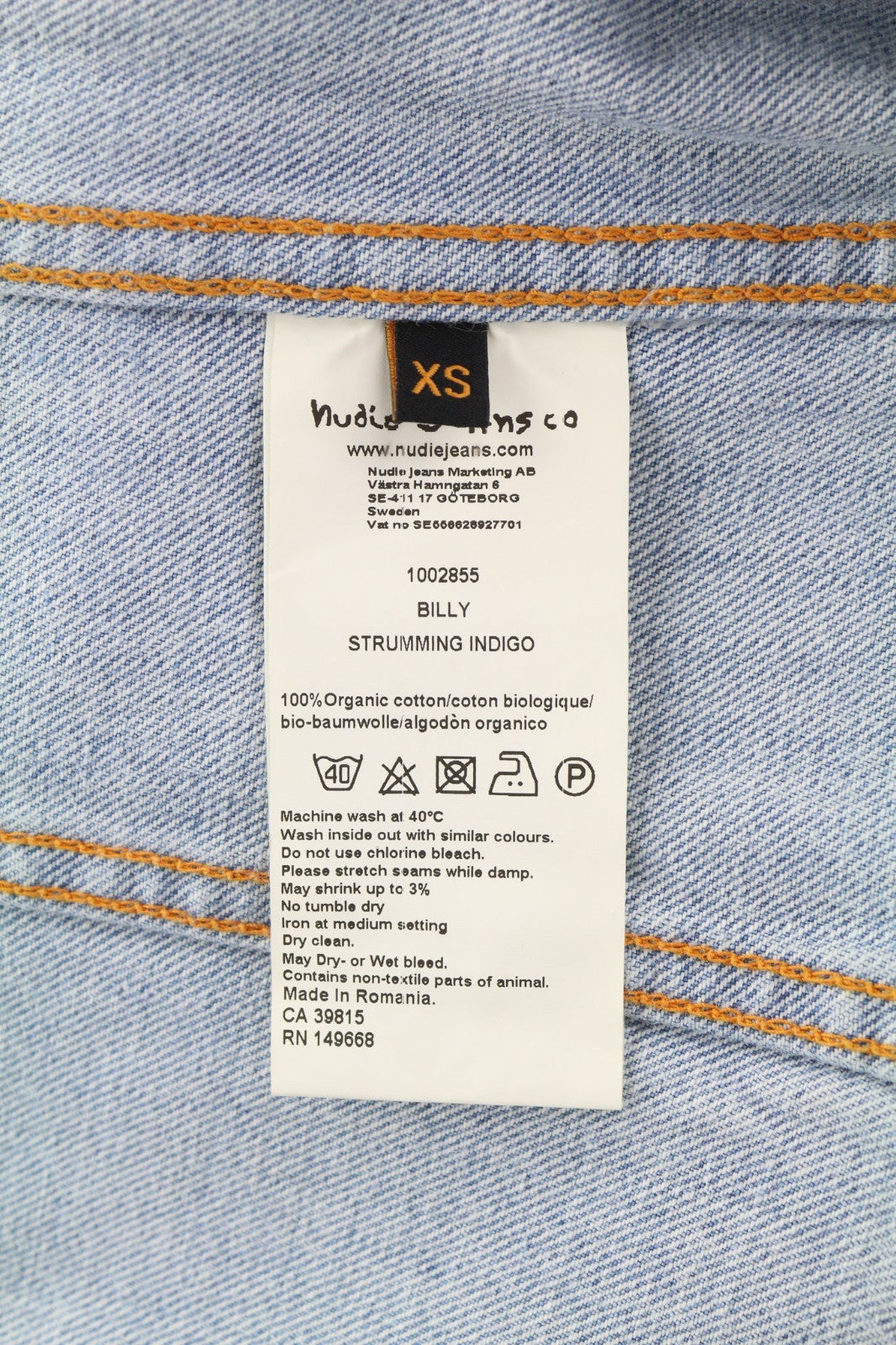 NUDIE JEANS Billy Men's XS Strumming Indigo Organic Denim Blue Button Jacket