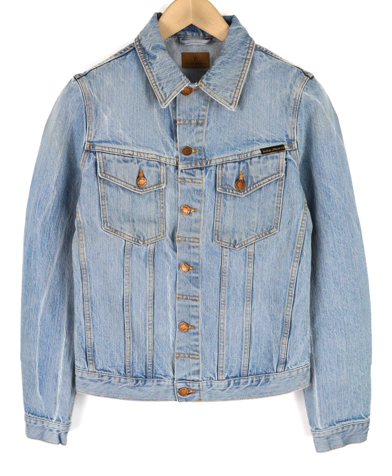 NUDIE JEANS Billy Men's S Strumming Indigo Organic Button Denim Blue Jacket