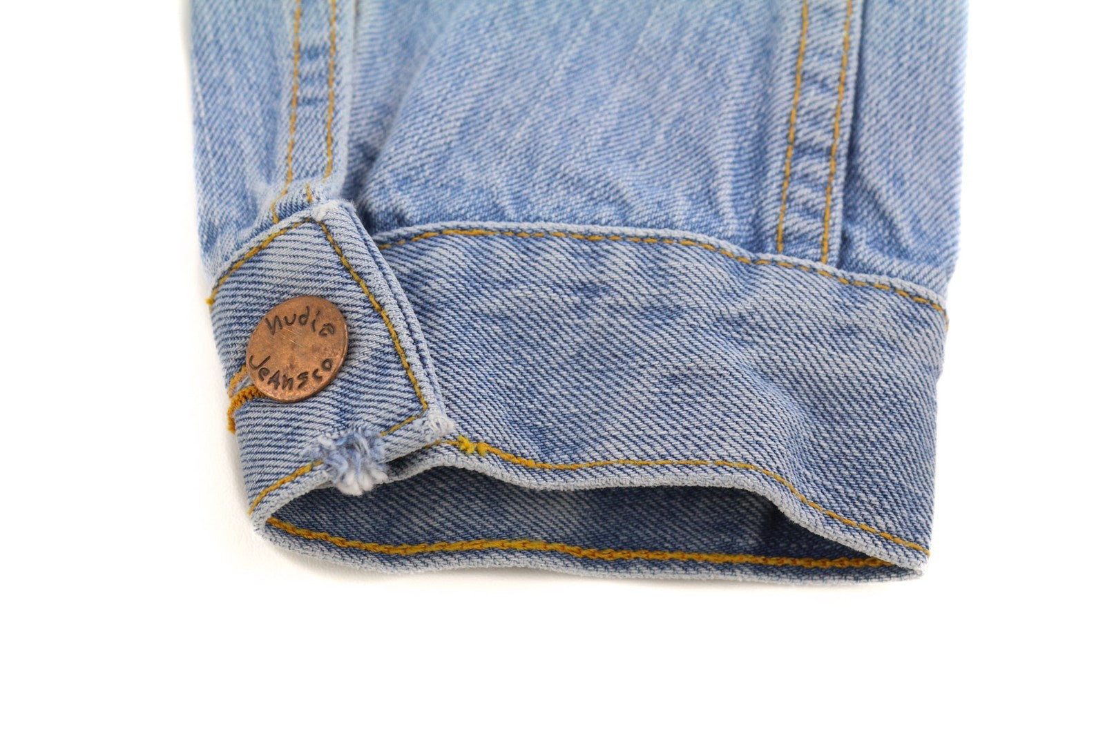 NUDIE JEANS Billy Men's S Strumming Indigo Organic Button Denim Blue Jacket