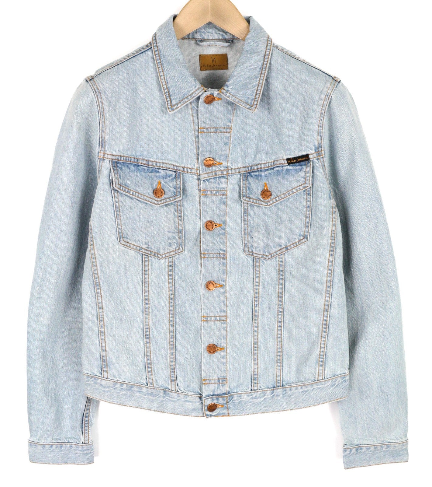 NUDIE JEANS Perry Men's M Organic Saltwater Shades Polo Neck Blue Denim Coat