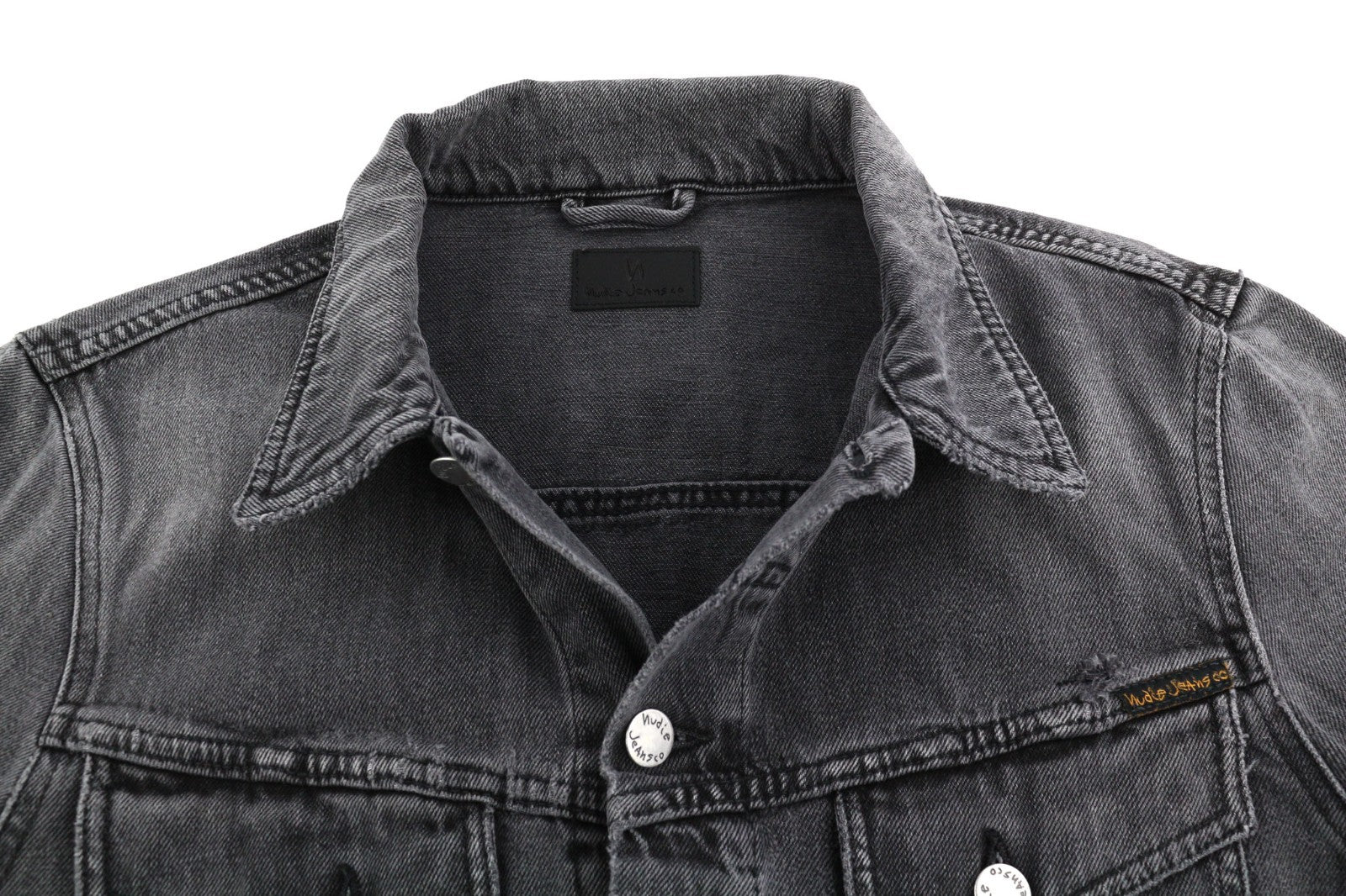 NUDIE JEANS Billy Men's M Desolation Grey Polo Collar Mid Denim Button Top