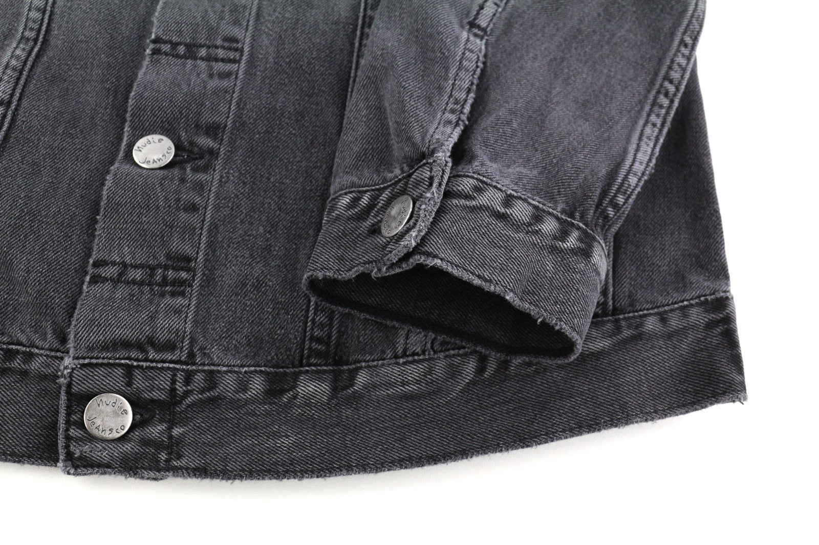 NUDIE JEANS Billy Men's M Desolation Grey Polo Collar Mid Denim Button Top