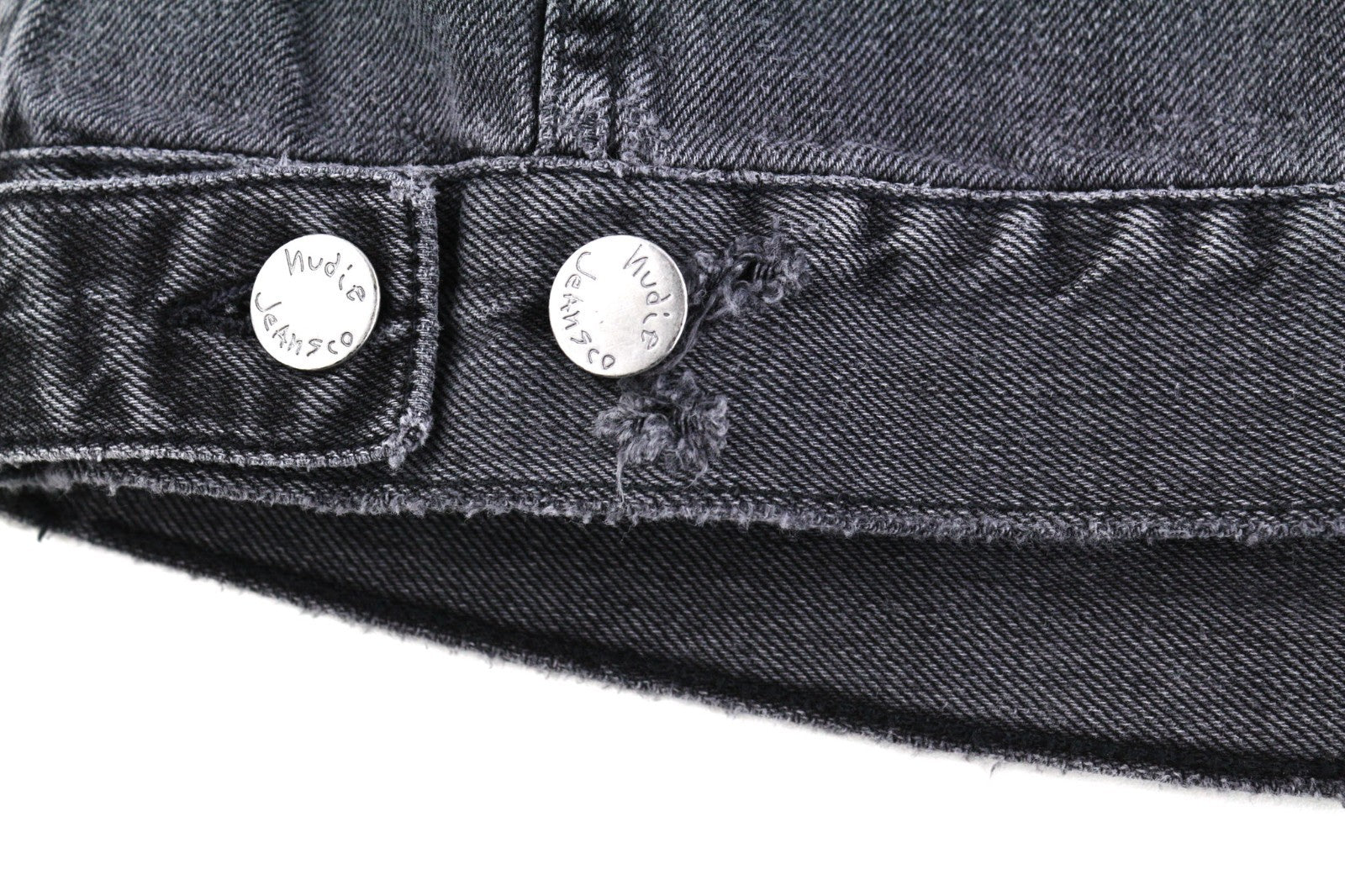 NUDIE JEANS Billy Men's XS Desolation Grey Polo Neck Mid Denim Button Jacket