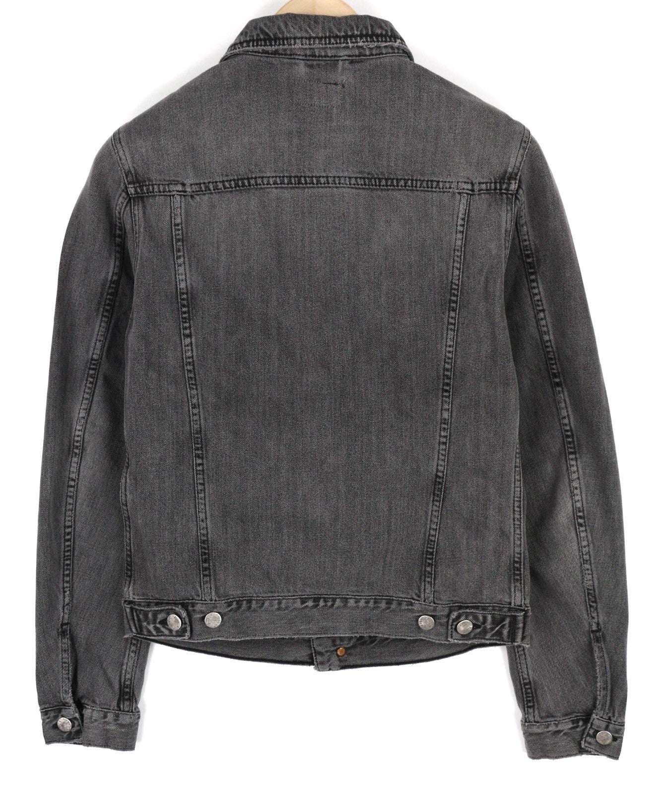 NUDIE JEANS Billy Men's S Desolation Grey Polo Collar Button Mid Denim Jacket