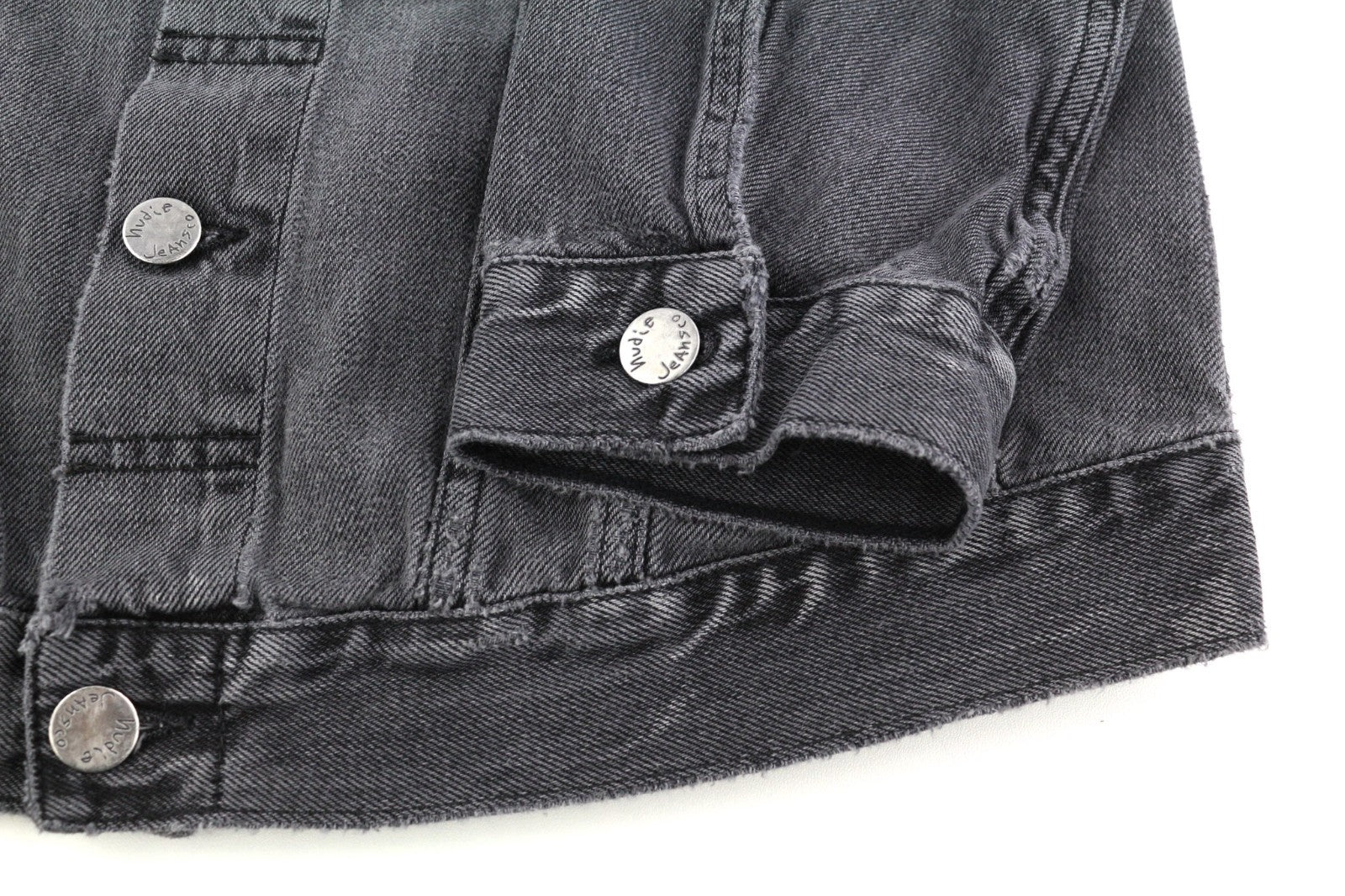 NUDIE JEANS Billy Men's S Desolation Grey Polo Neck Casual Mid Denim Jacket