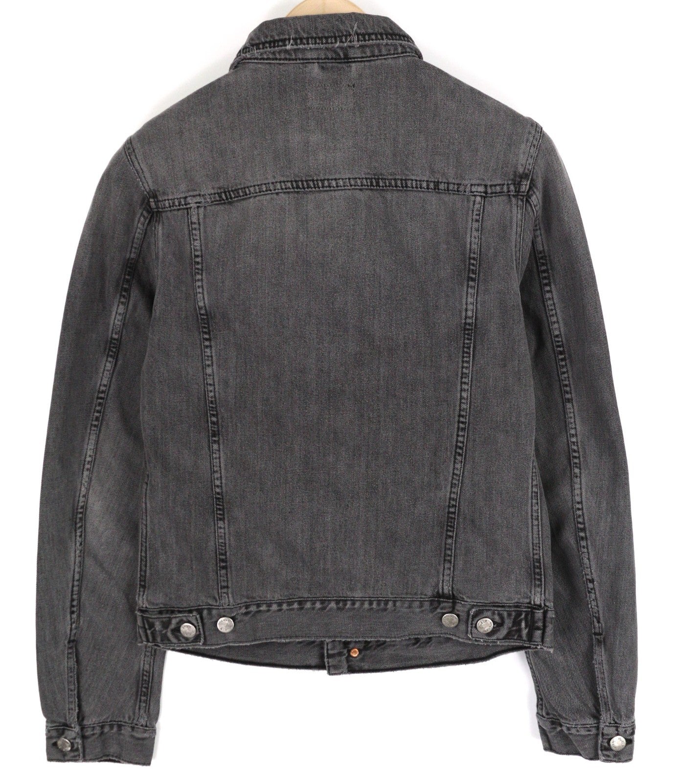 NUDIE JEANS Billy Men's S Desolation Grey Polo Collar Patch Pocket Denim