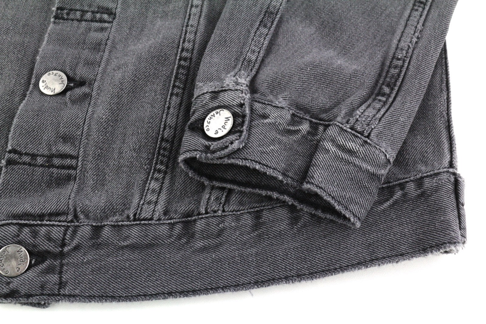 NUDIE JEANS Billy Men's S Desolation Polo Collar Patch Pocket Logo Denim