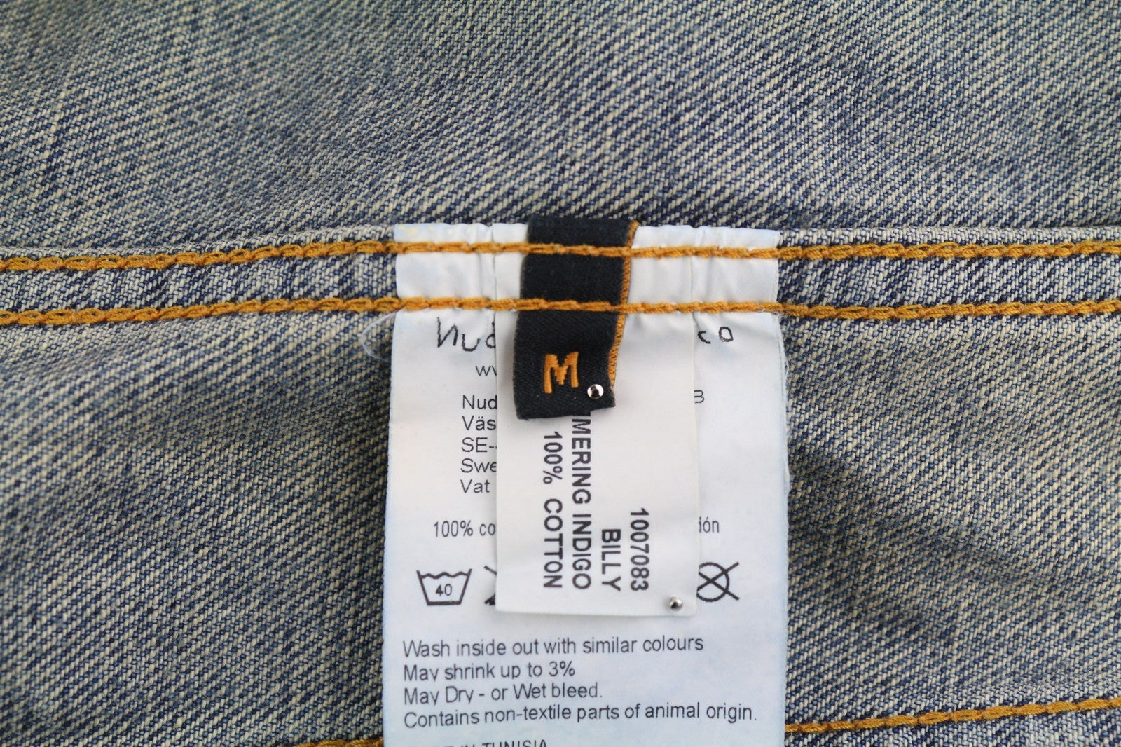 NUDIE JEANS Billy Men's M Shimmering Indigo Ripped Washed Polo Denim Jacket