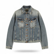 NUDIE JEANS Billy Men's M Shimmering Indigo Washed Denim Polo Button Jacket