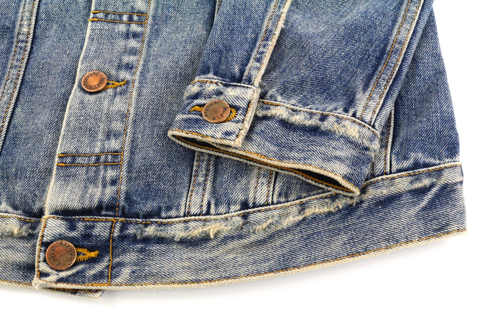 NUDIE JEANS Billy Men's S Shimmering Indigo Ripped Polo Denim Button Jacket