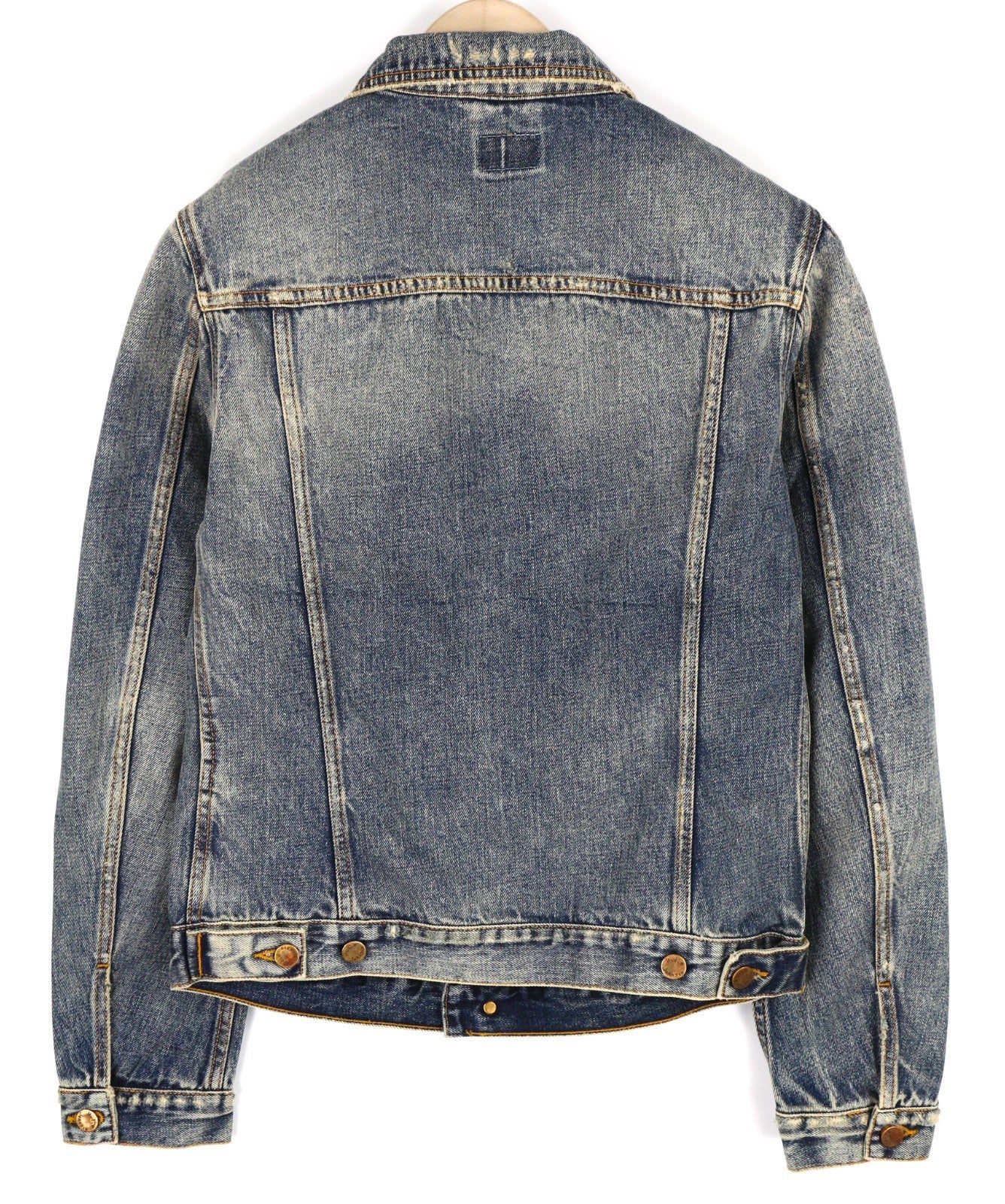 NUDIE JEANS Billy Men's S Shimmering Indigo Washed Denim Polo Logo Jacket