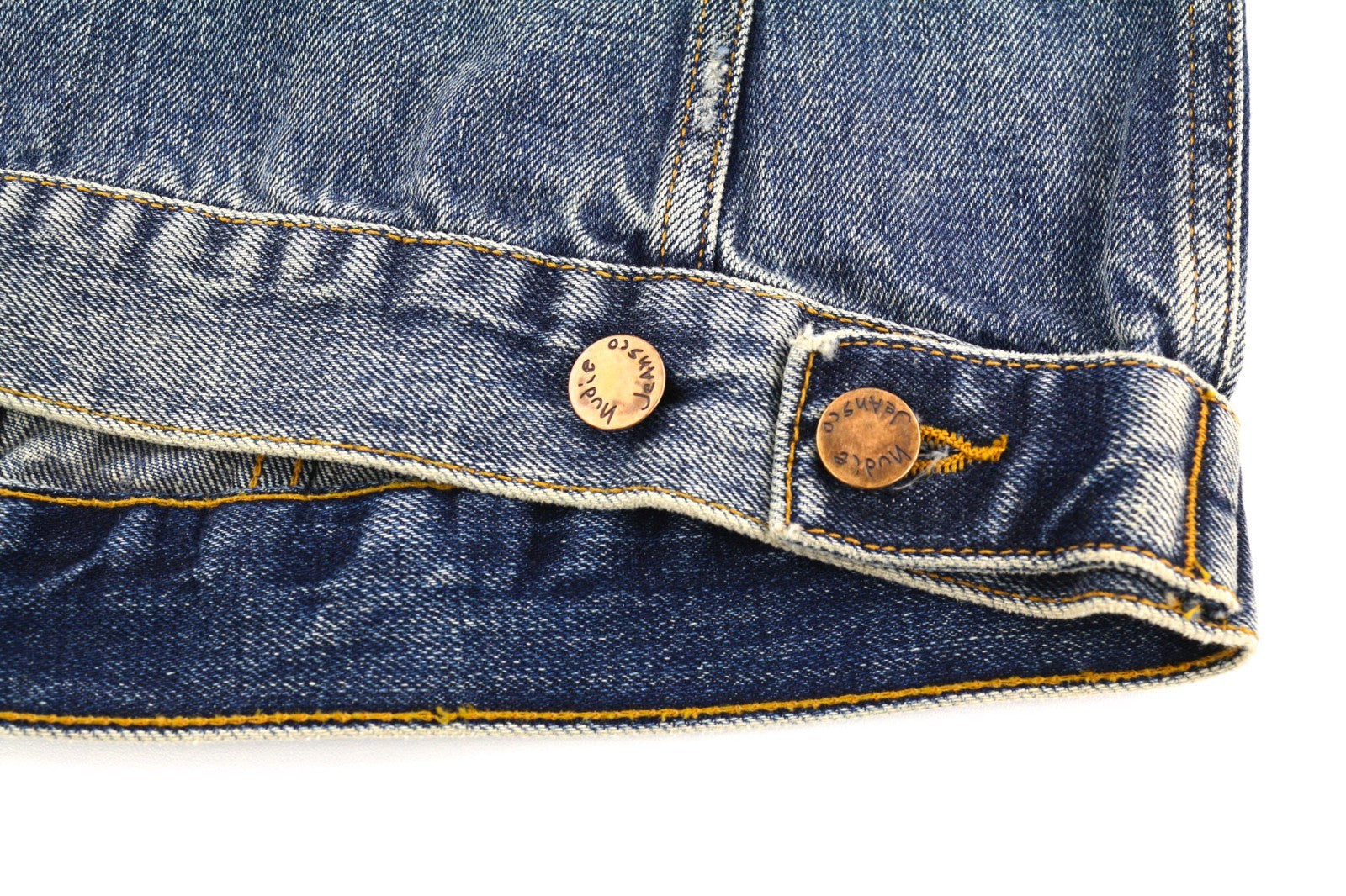 NUDIE JEANS Billy Men's S Shimmering Indigo Washed Denim Polo Button Top