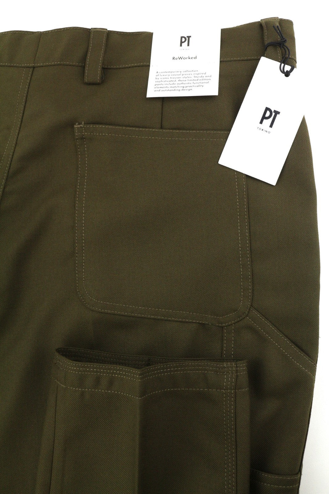 PT TORINO The Worker Men's W36 Brown Wool Fleece Blend Tapered Trousers