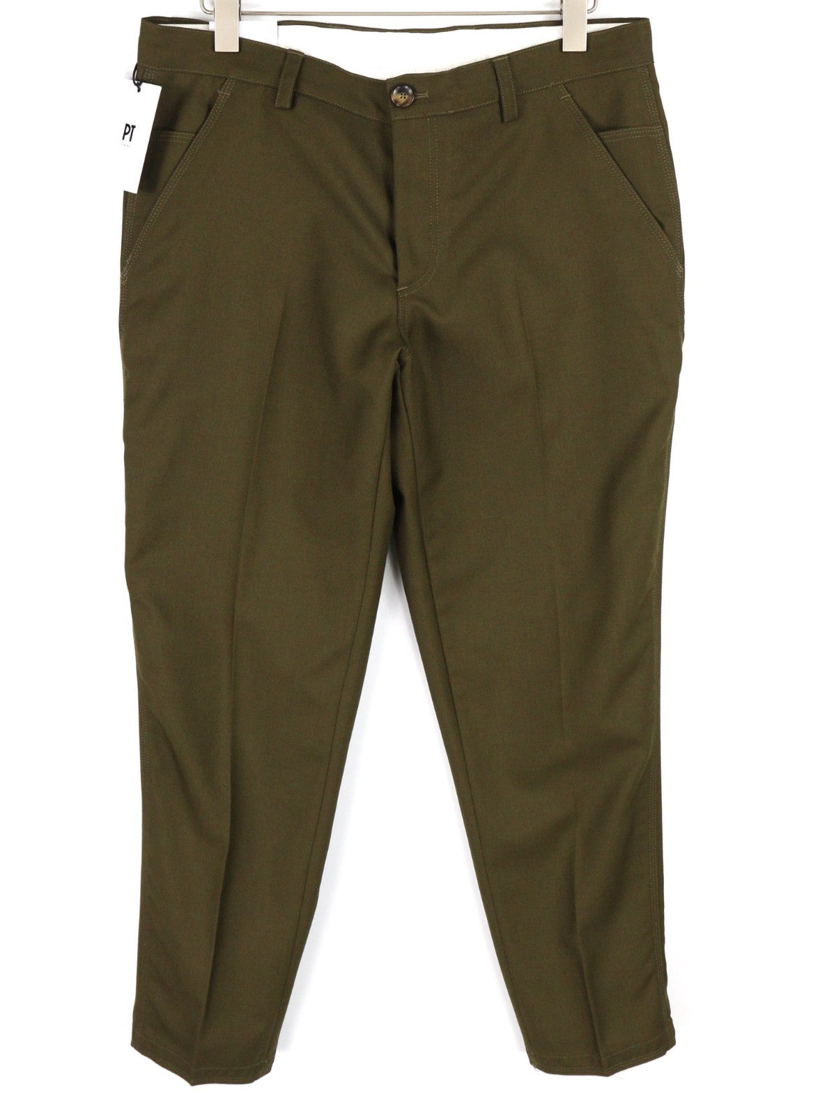 PT TORINO The Worker Men's W30 Brown Wool Fleece Blend Tapered Trousers