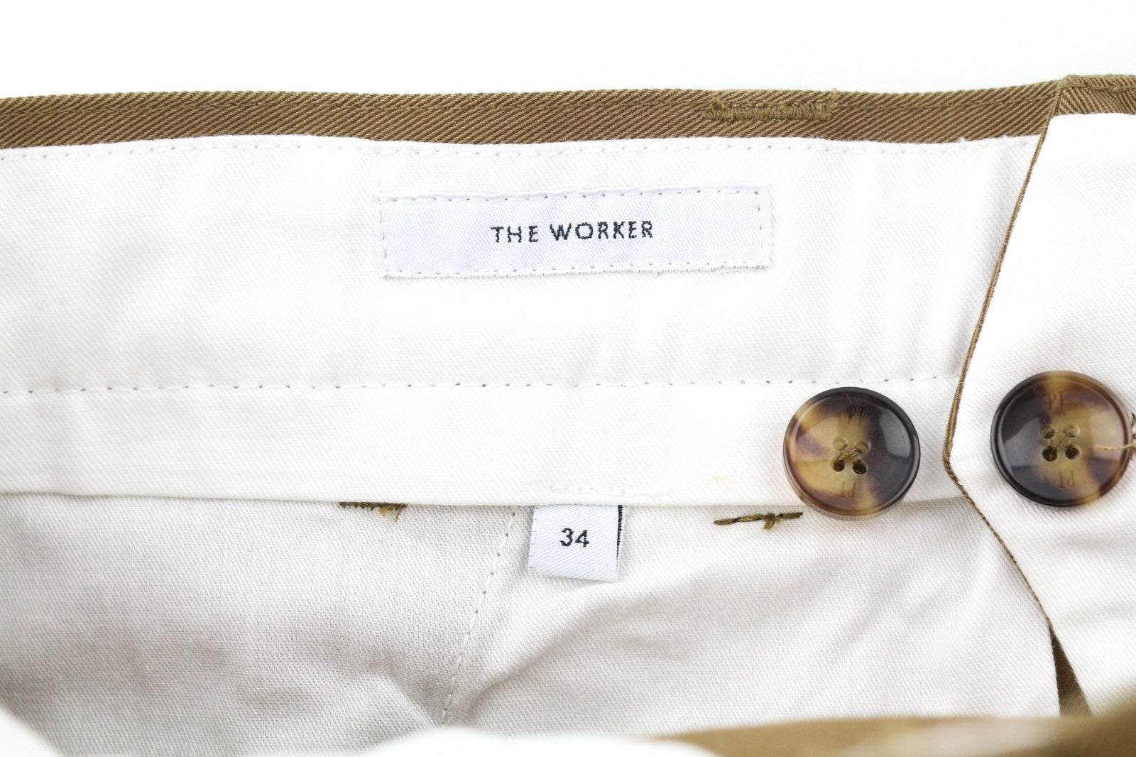 PT TORINO The Worker Men's W34 Brown Button Fly Tapered Fit Chino Trousers