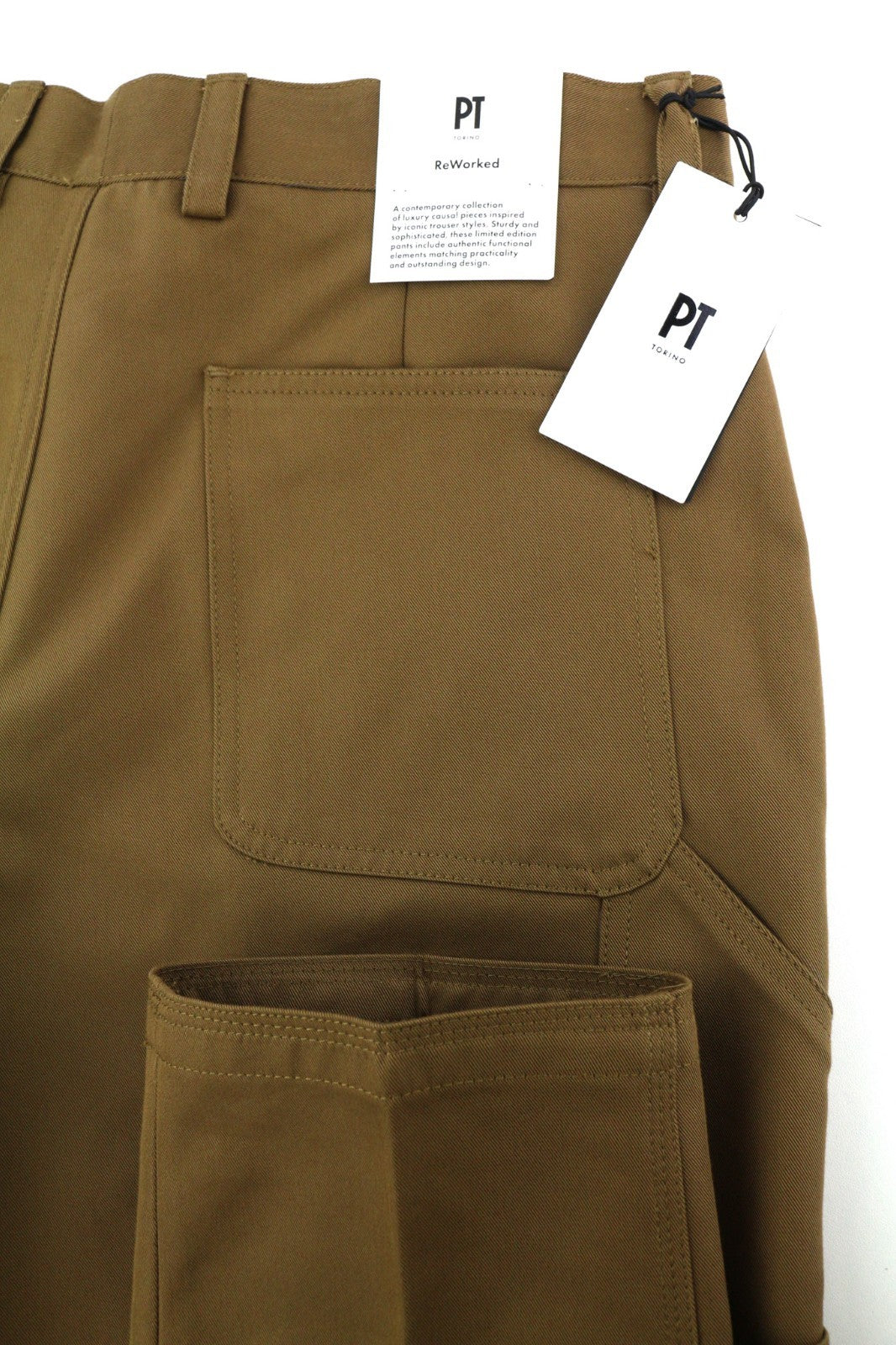 PT TORINO The Worker Men's W34 Brown Button Fly Tapered Fit Chino Trousers