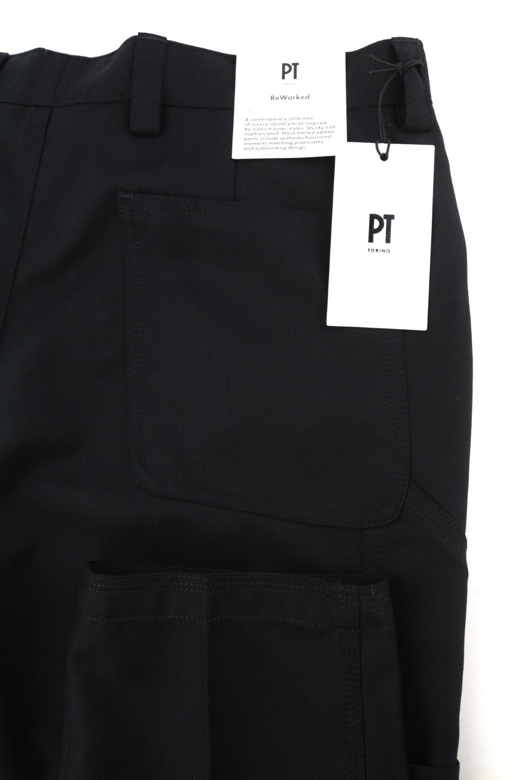 PT TORINO The Worker Men's W32 Wool Fleece Blend Tapered Fit Buttoned Trousers