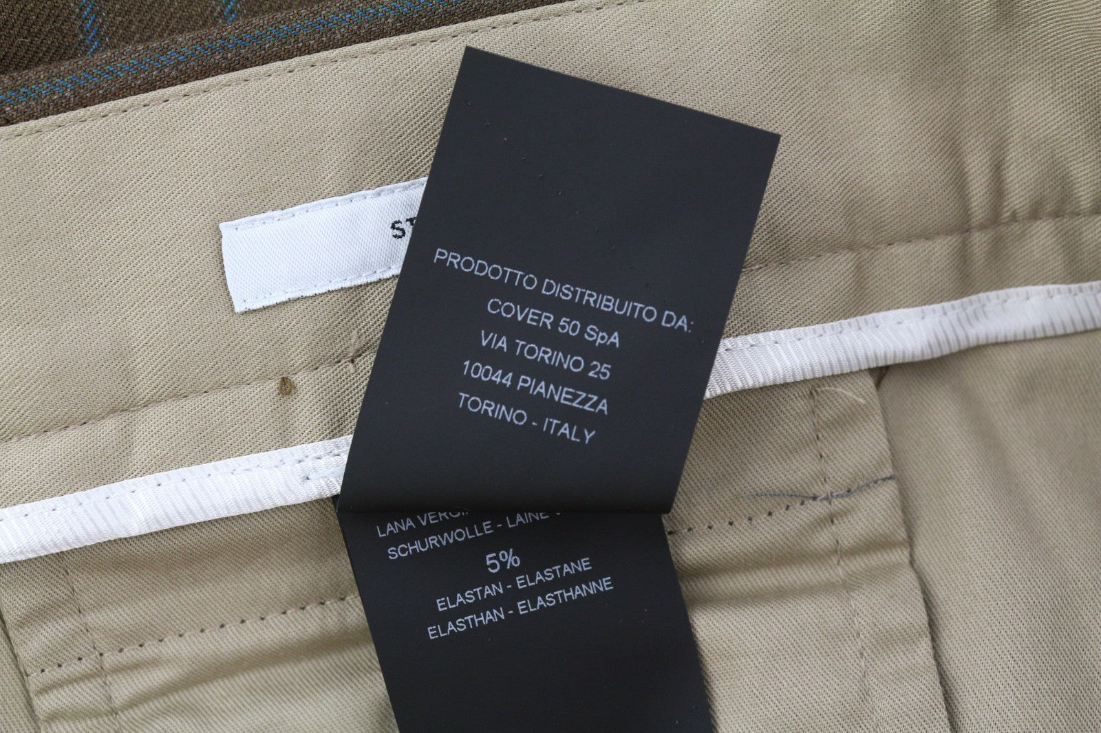 PT TORINO Rebel Fit Men's 52 W37 Brown Wool Fleece Pleated Pinstripe Trousers