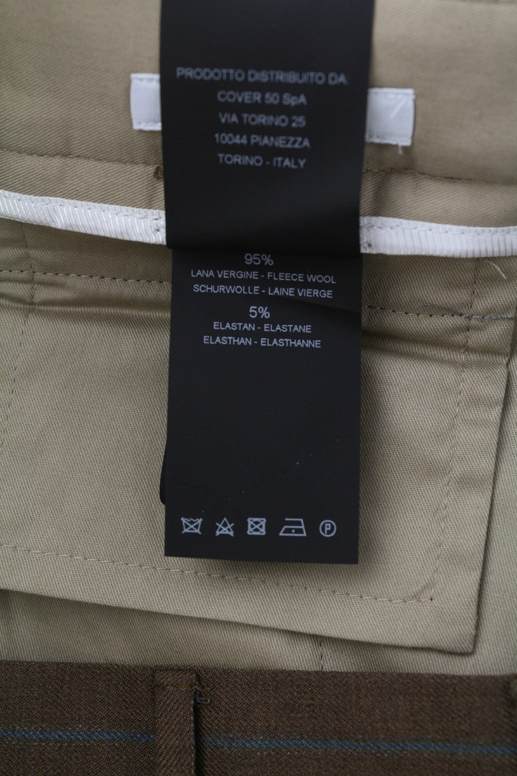 PT TORINO Rebel Fit Men's 52 W37 Brown Wool Fleece Pleated Pinstripe Trousers