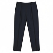 PT TORINO Edge Men's 50 W32 Blue Wool Fleece Blend Pleated Tapered Trousers