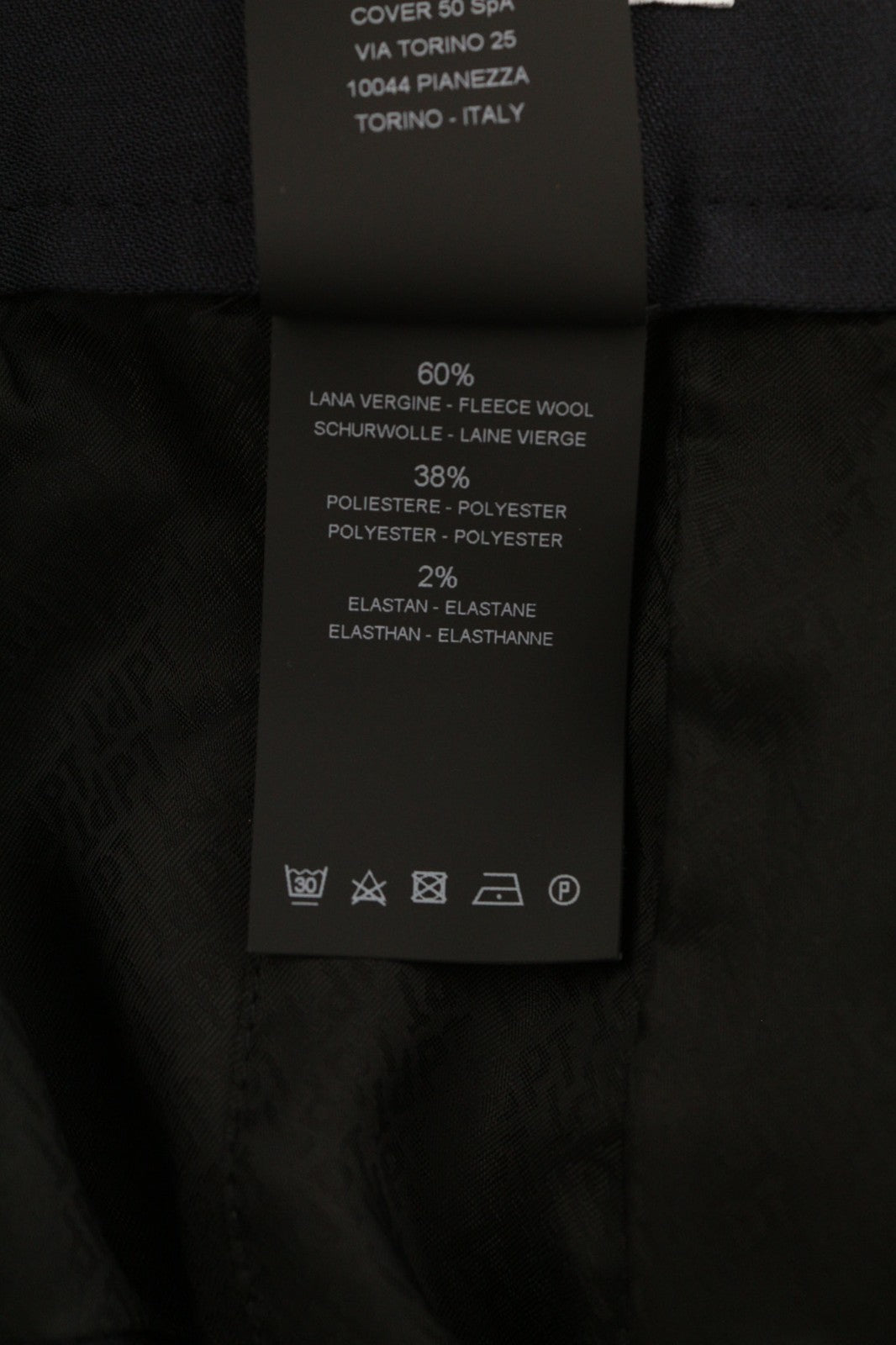 PT TORINO Lamda Men's 58 W40 Wool Fleece Blend Zipper Tapered Fit Dark Trousers