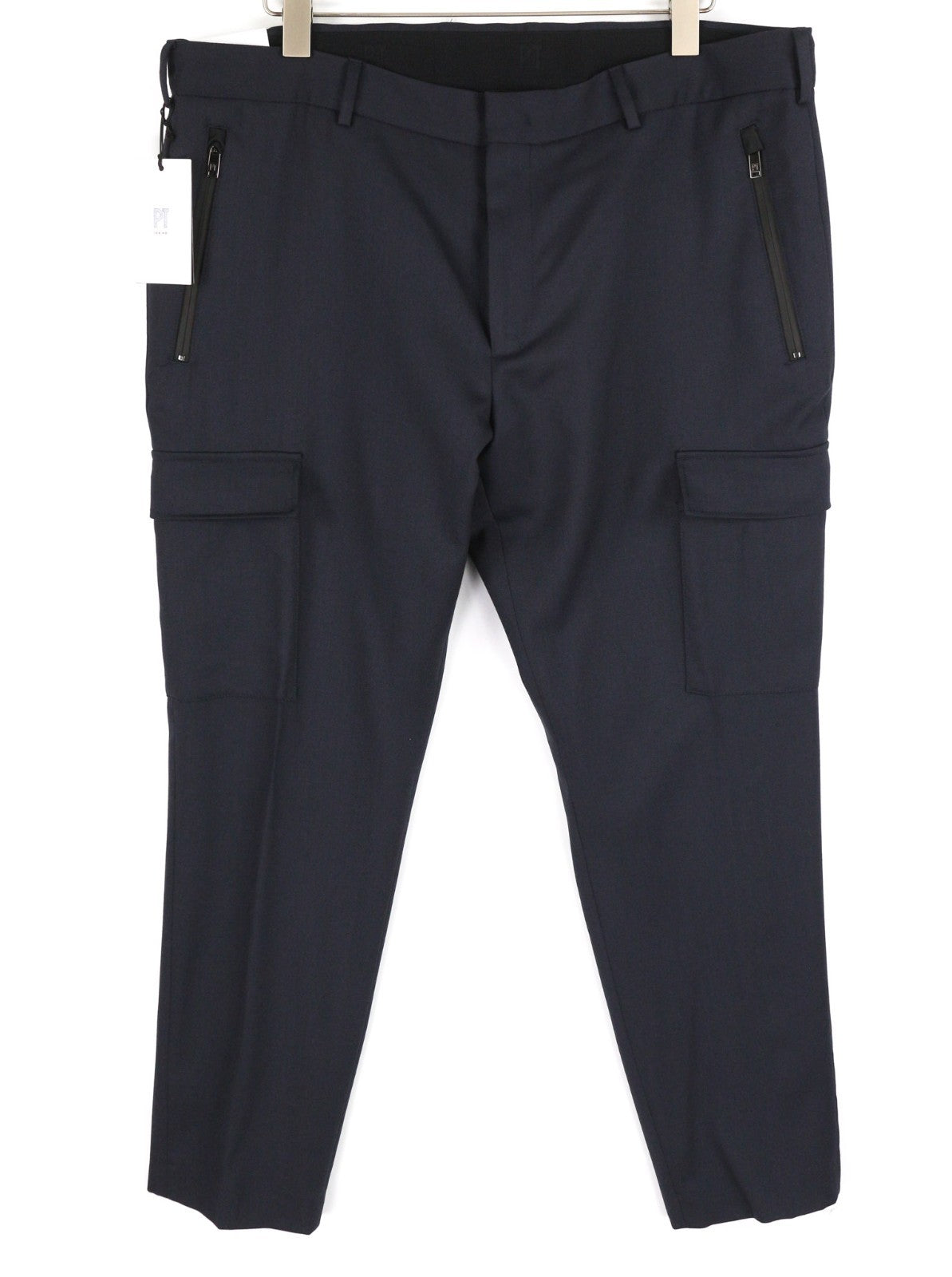 PT TORINO Lamda Men's 58 W40 Wool Fleece Blend Zipper Tapered Fit Dark Trousers