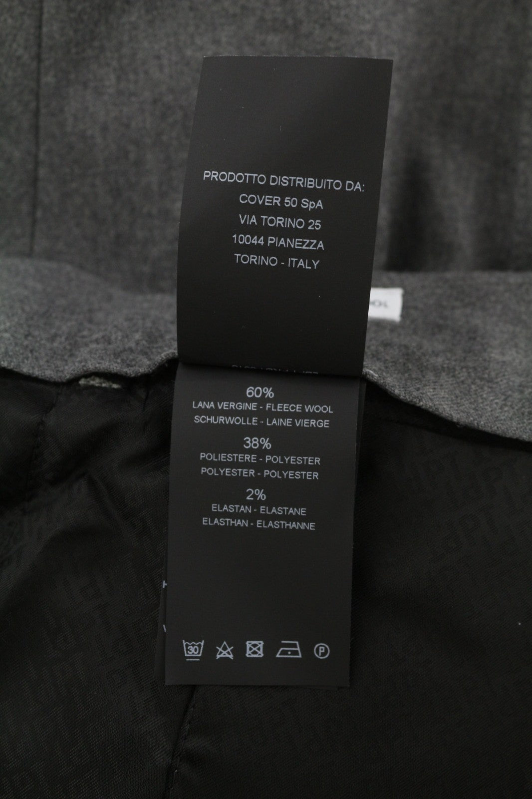 PT TORINO Lamda Men's 54 W37 Wool Fleece Blend Zipper Tapered Fit Trousers