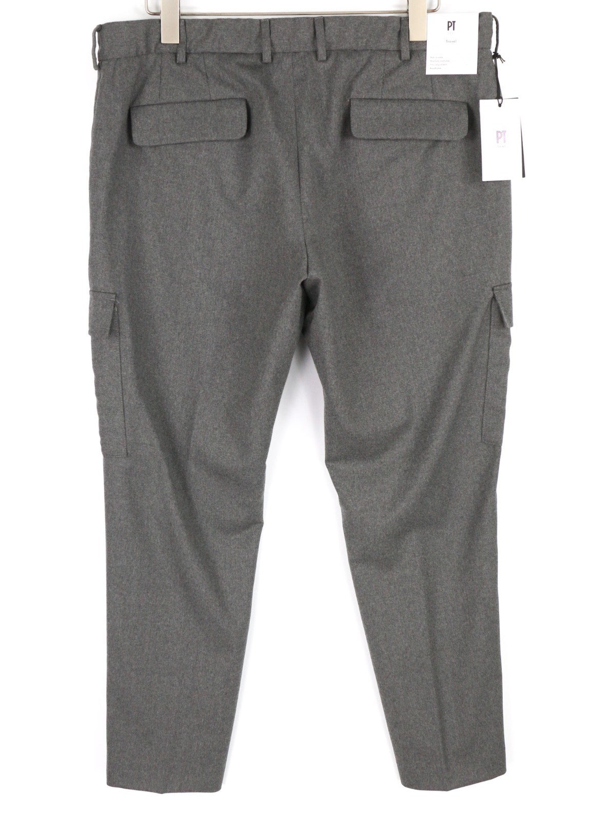 PT TORINO Lamda Men's 54 W37 Wool Fleece Blend Zipper Tapered Fit Trousers