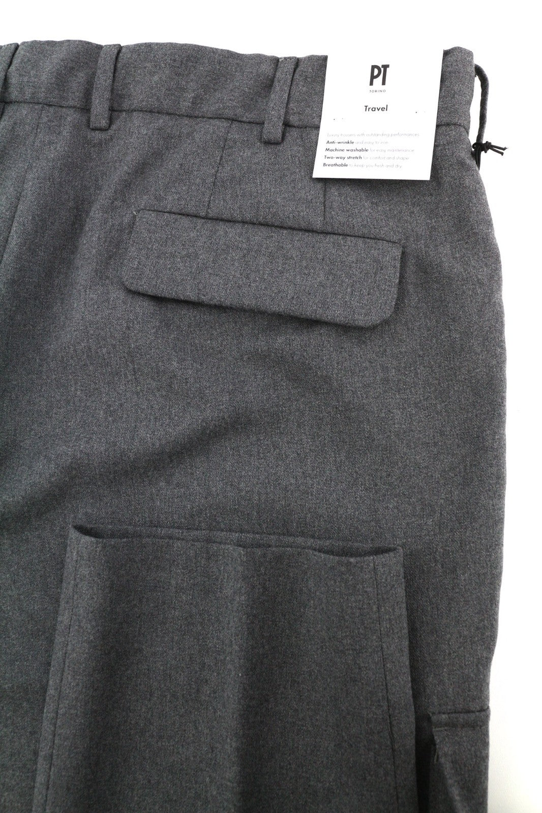 PT TORINO Lamda Men's 54 W37 Wool Fleece Blend Zipper Tapered Fit Trousers