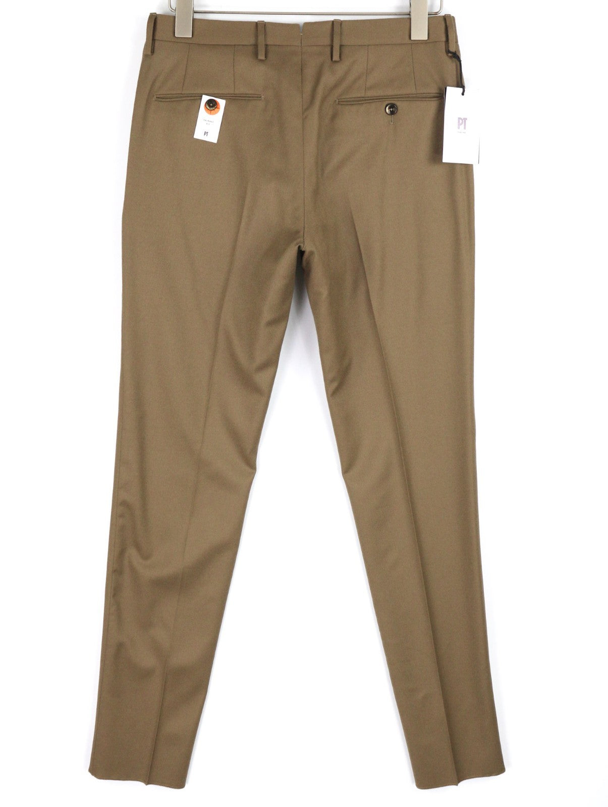 PT TORINO Skinny Fit Men's 48 W32 Brown Wool Fleece Blend Zip Casual Trousers