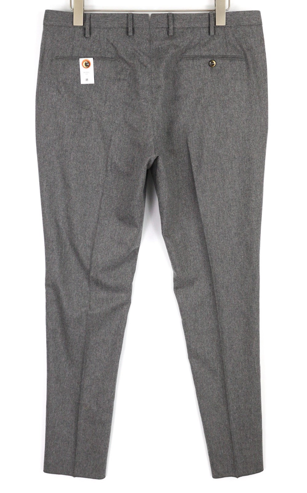 PT TORINO Skinny Fit Men's 60 W42 Grey Wool Fleece Blend Zipper Logo Trousers