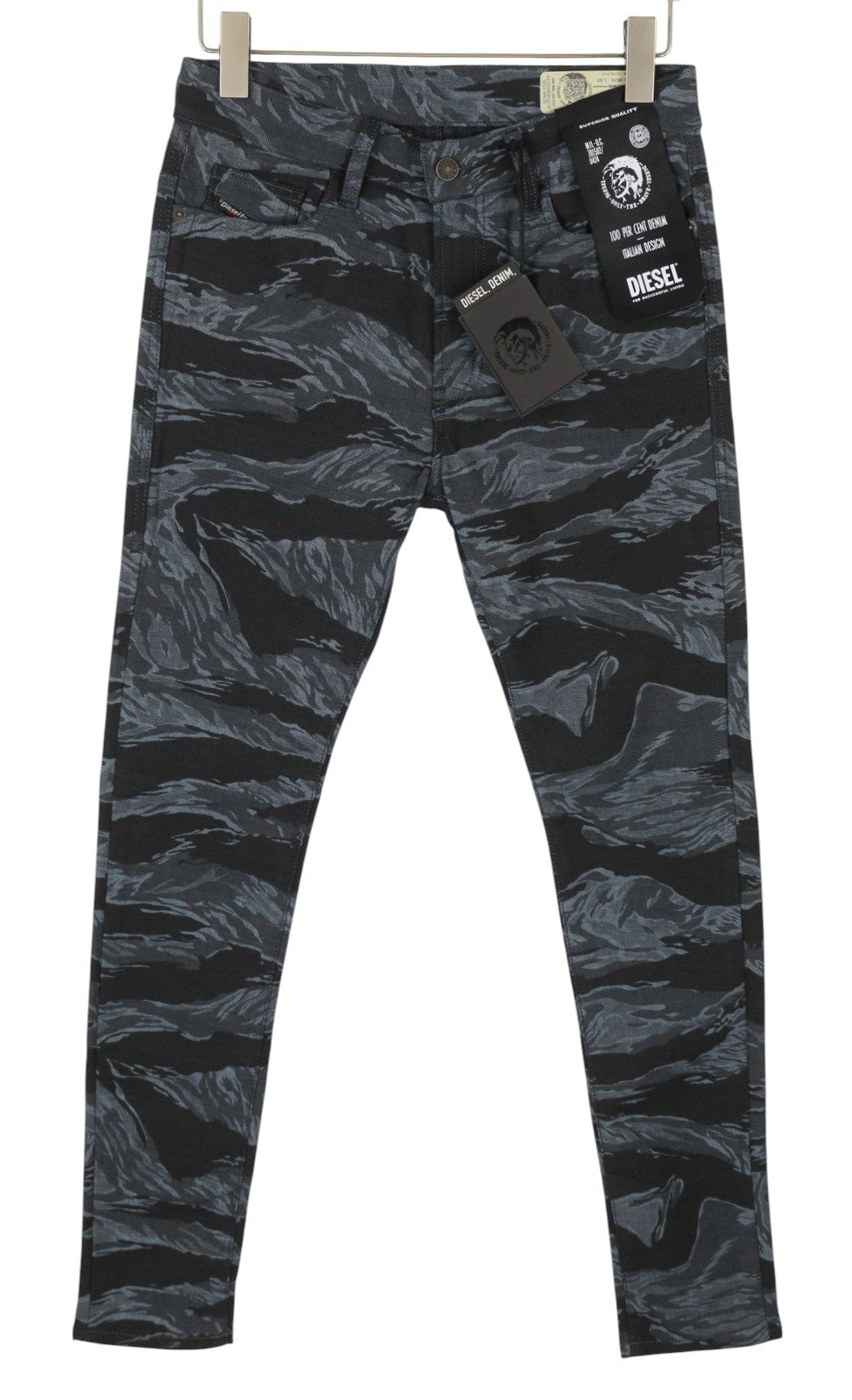 DIESEL D-Amny-SP1 0091R Men Jeans W29/L30 Skinny Stretch Zip Patterned Denim