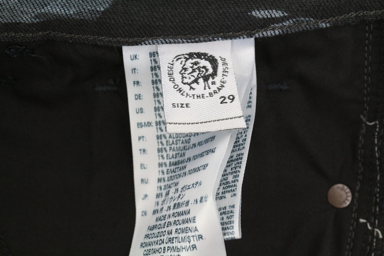 DIESEL D-Amny-SP1 0091R Men Jeans W29/L30 Skinny Stretch Zip Patterned Denim