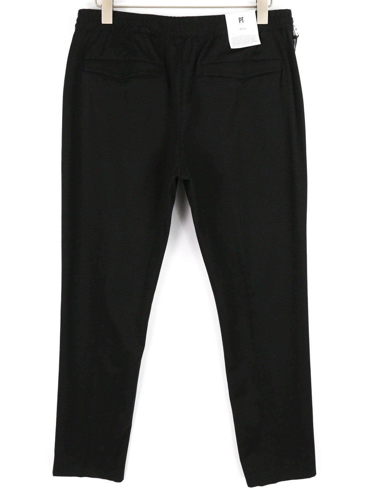 PT TORINO Omega Men's 48 W33 Black Elastic Drawstring Slim Fit Zipper Trousers