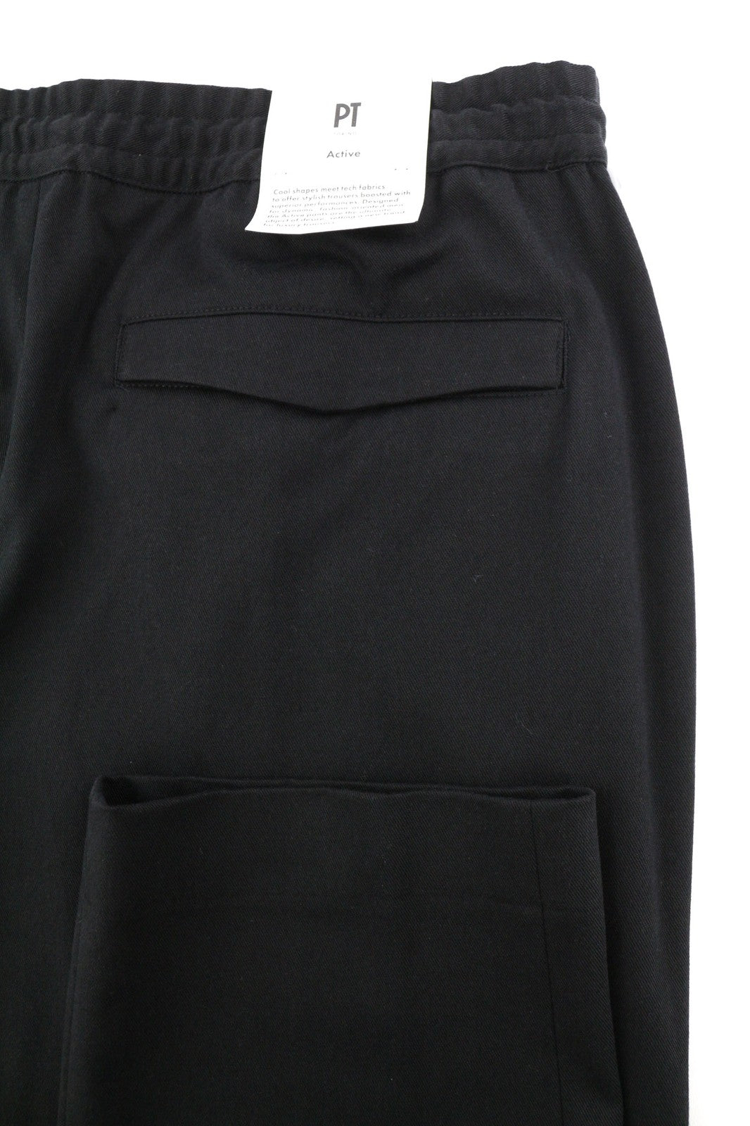 PT TORINO Omega Men's 52 W37 Black Elastic Drawstring Slim Fit Trousers