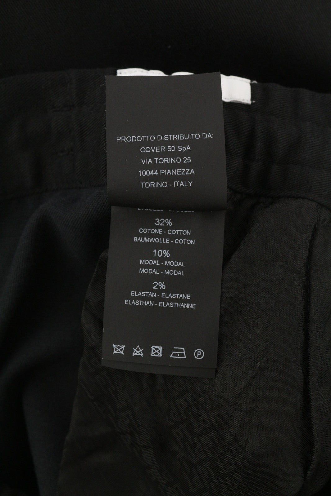 PT TORINO Omega Men's 52 W37 Black Elastic Drawstring Slim Fit Trousers