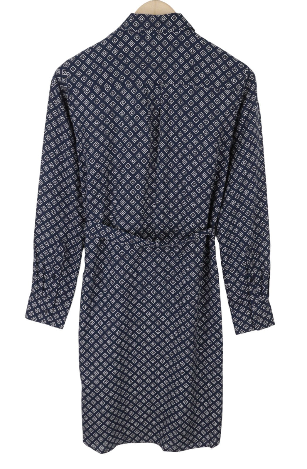 GANT Icon Weave Shirt Women Dress EU34 Marine Spread Button Belted Long Sleeve