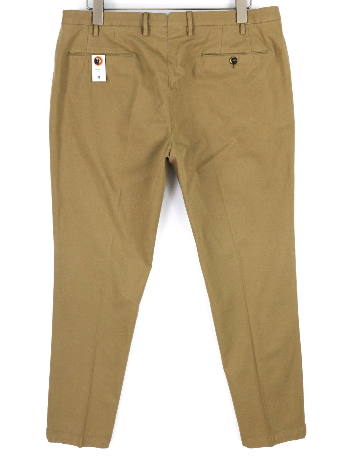 PT TORINO Skinny Fit Men's 58 W39 Brown Chino Zipper Pocket Logo Casual Pants