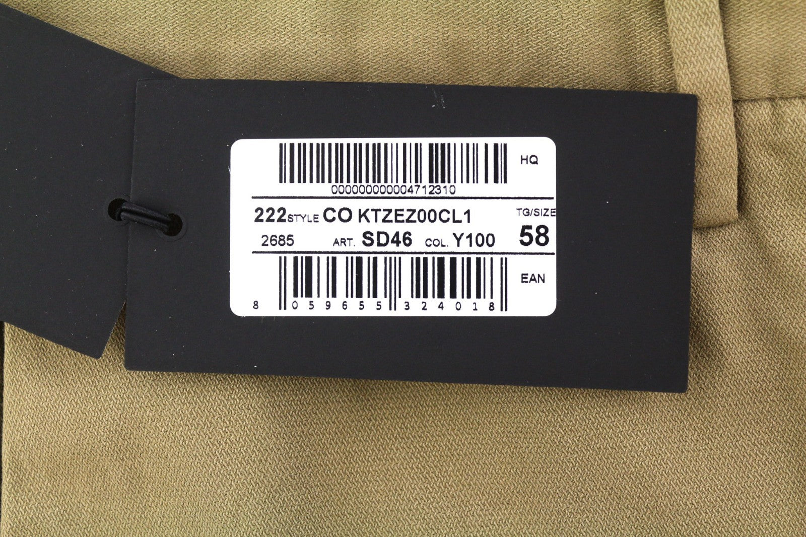 PT TORINO Skinny Fit Men's 58 W39 Brown Chino Zipper Pocket Logo Casual Pants