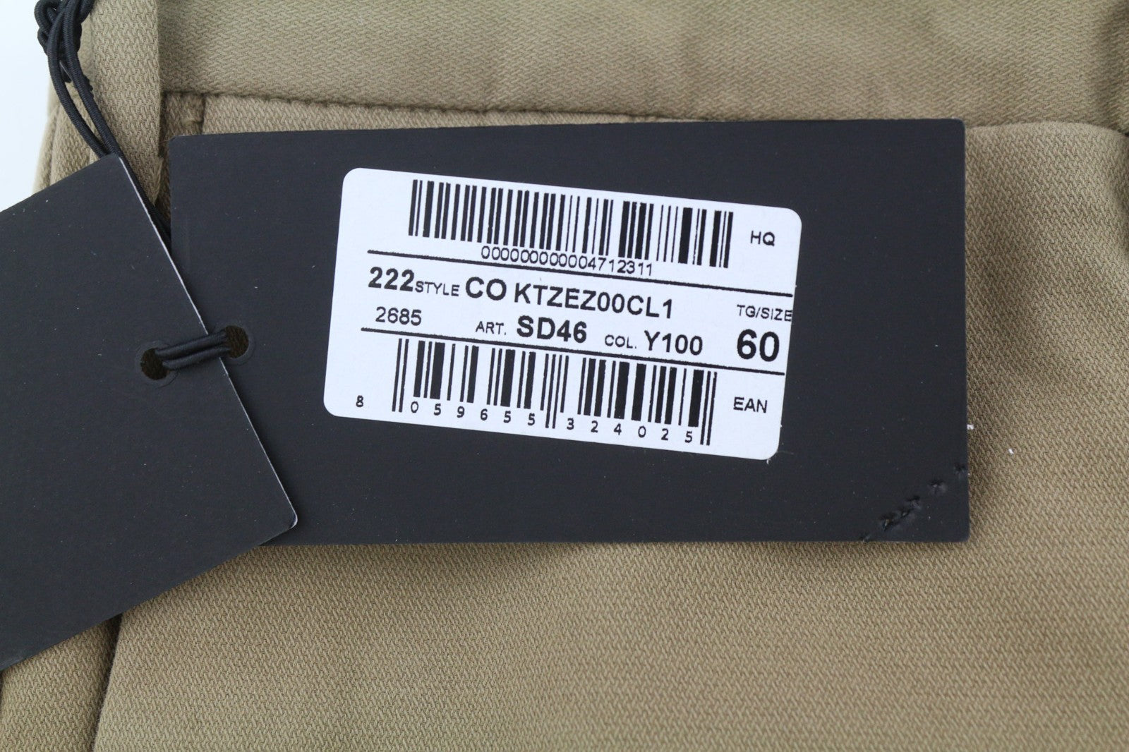 PT TORINO Skinny Fit Men's 60 W41 Brown Chino Zipper Pocket Logo Casual Pants