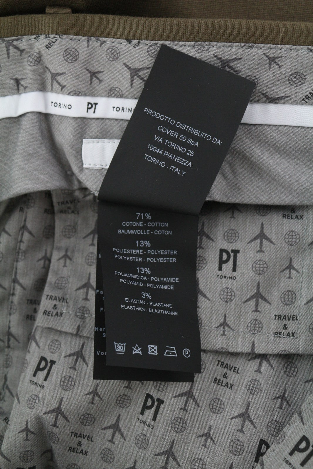 PT TORINO Skinny Fit Men's 50 W33 Mid Brown Chino Zipper Pocket Casual Pants