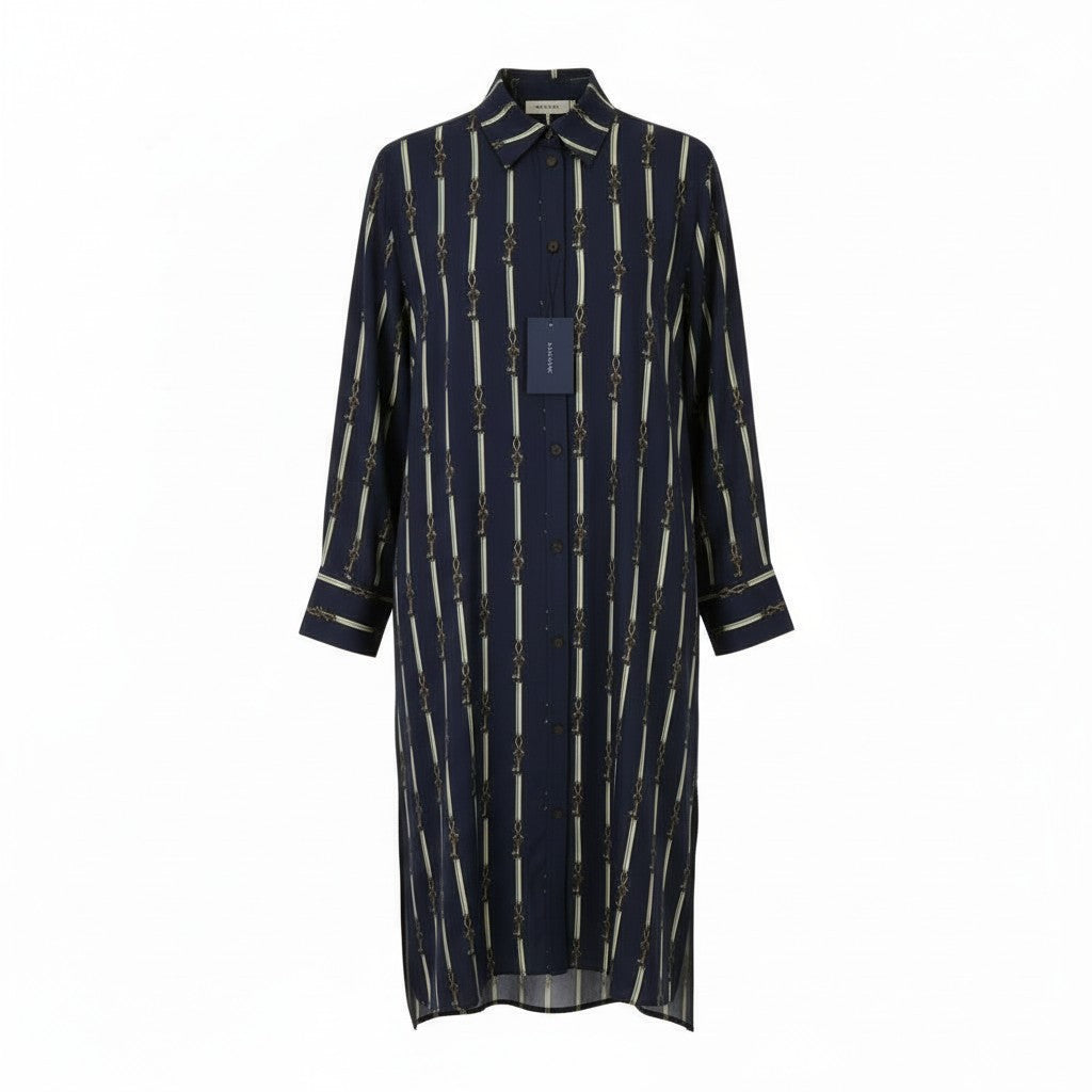 GANT American Luxe Women Dress EU40 Evening Blue Button-Up Side Split RRP375